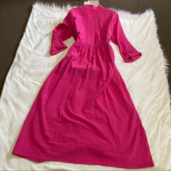 ❤️Linen Maxi Duster/Dress long button up/down Flowy XL/1x 14,16,18,20 Blue - Picture 3 of 7